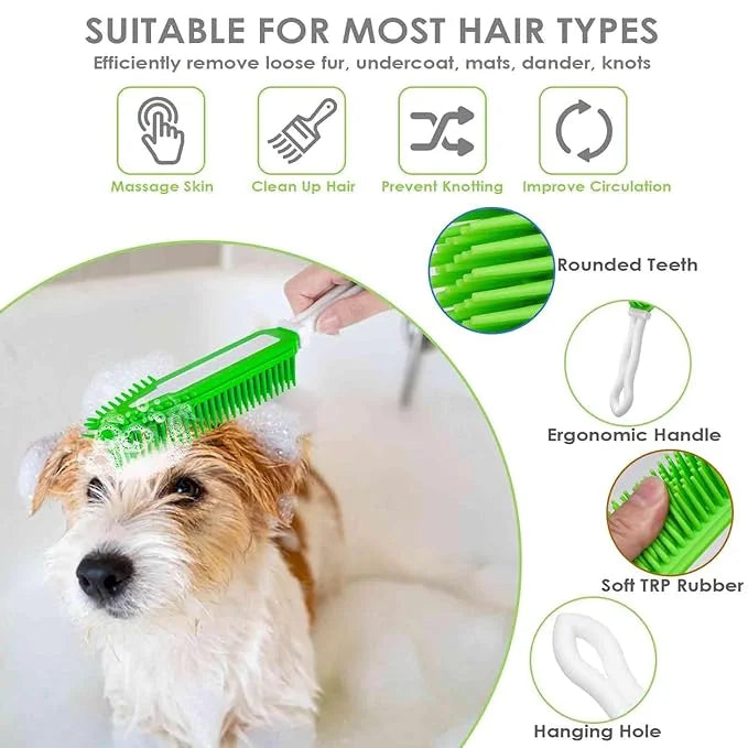 2 Pack Dog Grooming Bath Brush, Premium Soft Silicone Pet Brushes with Handle, Shampoo Soothing Comb for Wet Dry Long Shor...