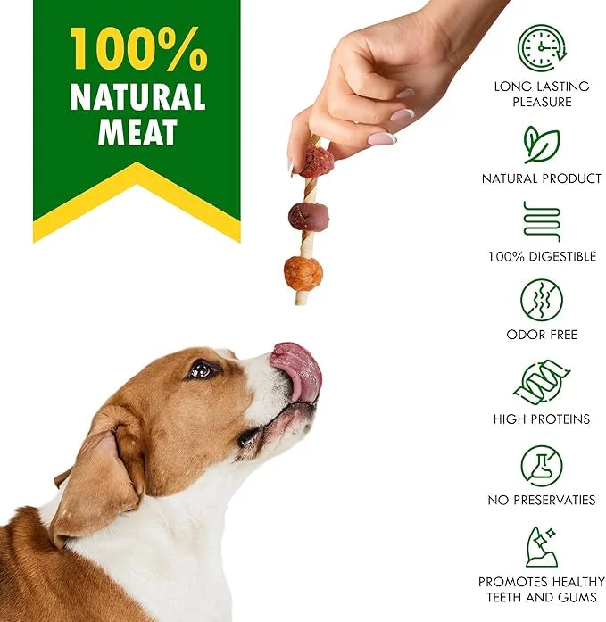 Kabobs Dog Rawhide Treats with Duck & Chicken Human Grade Meat - All Natural & Organic Dried Snacks - Grain Free Long Last...