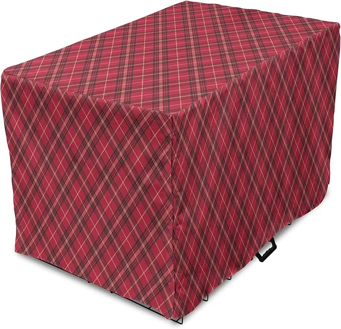 Lunarable Buffalo Plaid Dog Crate Cover, Rhombus Check Pattern with Warm Colored Pattern, Easy to Use Pet Kennel Cover for...