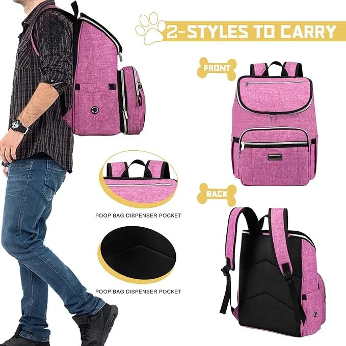BAGLHER Travel Dog Backpack - Detachable Travel Dog Food Container for Pet Supplies Dog Gear Backpack,Dog Bag for Travelin...