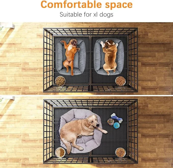 Dosker 42 inch Heavy Duty Metal Dog Crate Cage with Divider for 2 Dogs/Large Dog,All Metal Open Top Escape Proof Cage,Dog ...