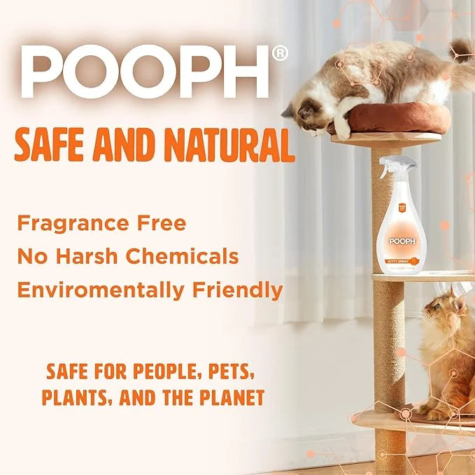 POOPH® Kitty Spray - Patented Technology Eliminates Organic Odor On-Contact Goes Anywhere Your Kitty Goes - Cat Trees, Fur...