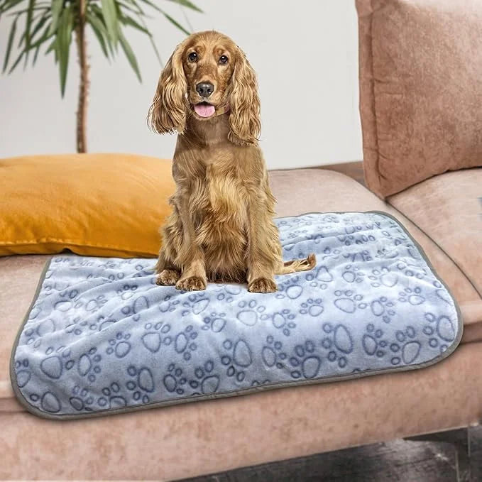 1 Pack 3 Dog Blankets for Small Dogs, Soft Fleece Dog Blanket Fluffy Pet Blanket Warm Sleep Mat Cute Paw Print Puppy Cat B...