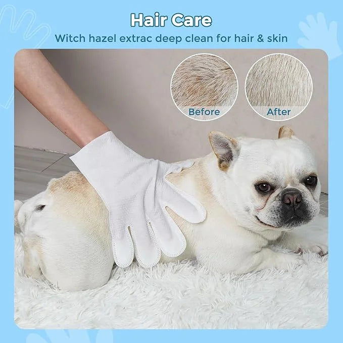 Vannon Portable Pet Bathing Wipes for Dogs & Cats, Cleaning & Odor-Controlling Extra Thick Grooming Glove Wipes for Daily ...