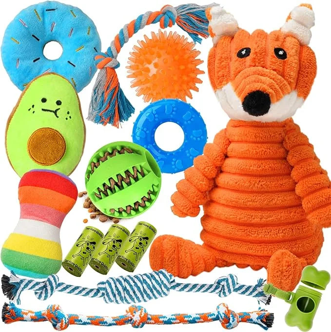 Zeaxuie 14 Pack Puppy Toys for Teething Small Dogs, Puppy Chew Toys with Cute Squeaky Dog Toys, Ball and More Rope Dog Che...
