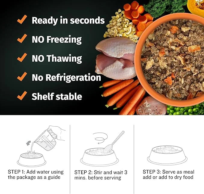 Bully Max Wet Dog Food - Instant Fresh Dehydrated High Protein Soft Puppy & Adult Dog Food with Chicken - Healthy Muscle G...