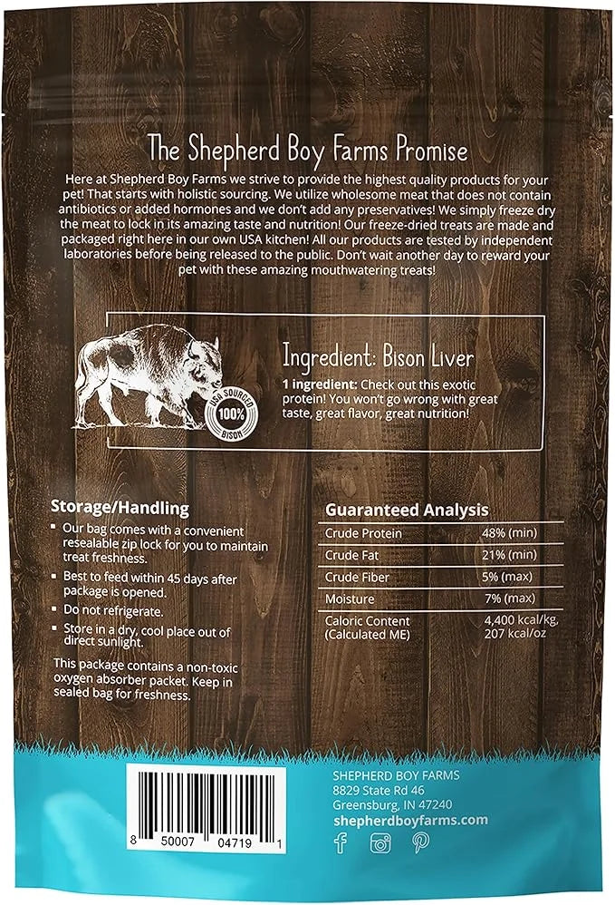 Freeze Dried Dog and Cat Treats, Bison Liver, All Natural Freeze-Dried Dog Treat & Dog Snacks, Made in USA, High in Protei...