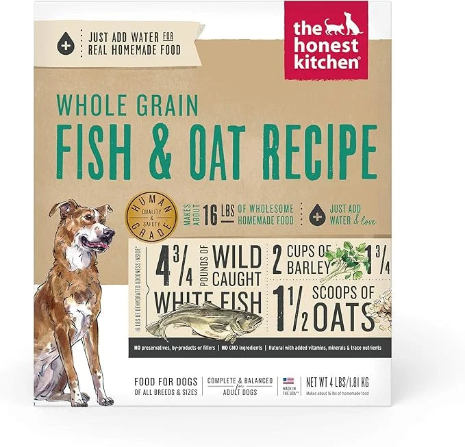 The Honest Kitchen Dehydrated Whole Grain Fish & Oats Dog Food, 4 lb Box, 4.00 Pound (Pack of 1) - Product Image