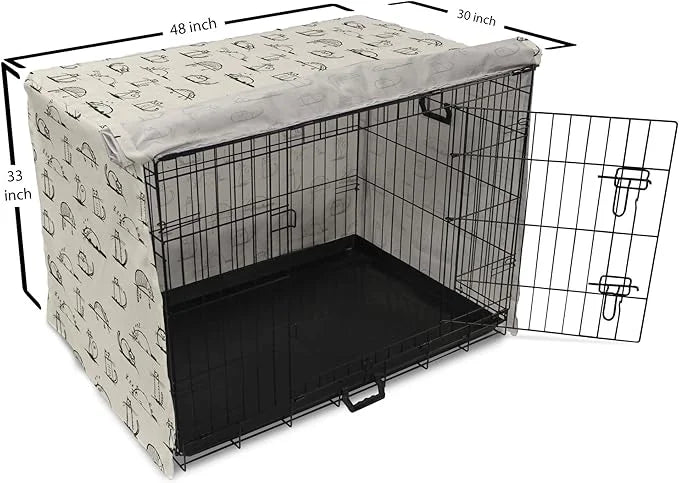 Lunarable Pet Dog Crate Cover, Funny Cat Characters Sketch Art Style Friendly Playful Kitties Lazy Fluffy Animals, Easy to...