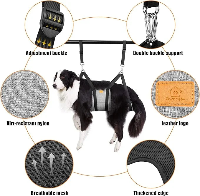 Ownpets Pet Grooming Hammock, Breathable Dog Grooming Hammock with Carabiners, Pet Grooming Harness Sling for Grooming, Ha...