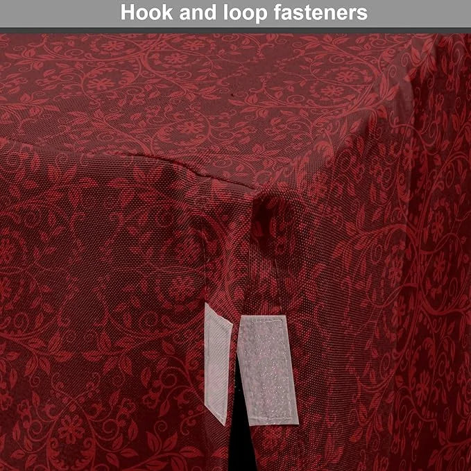 Lunarable Burgundy Dog Crate Cover, Intricate Spring Motifs Abstract Style Blossoming Branches Flower Buds, Easy to Use Pe...