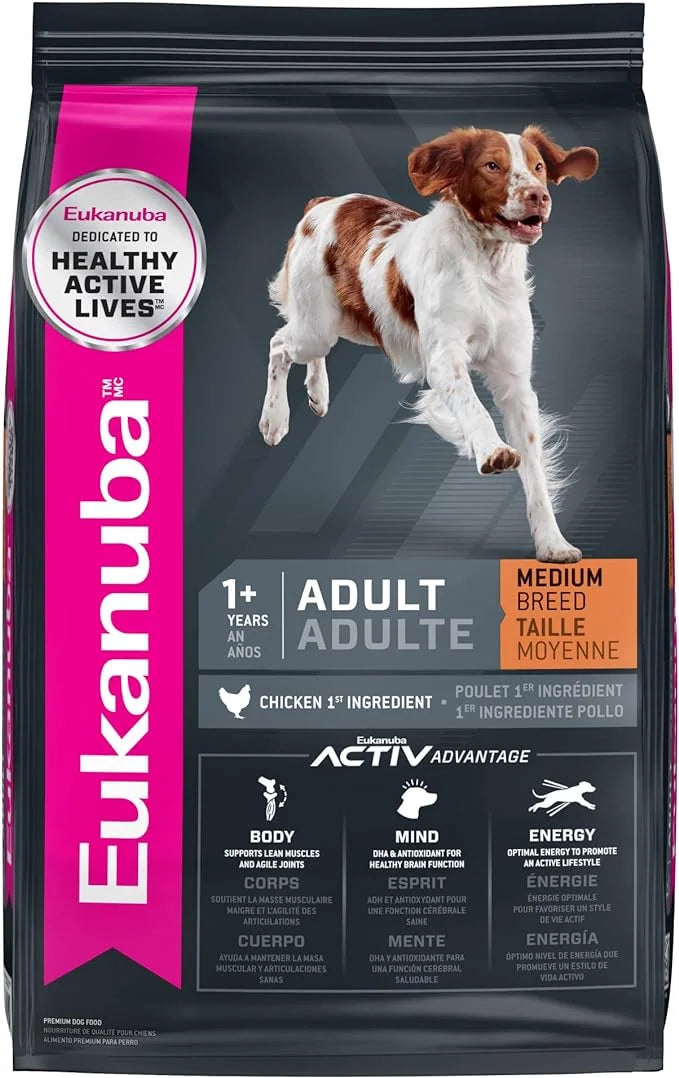 Eukanuba Adult Dry Medium Breed Dog Food, Dry Dog Food for Medium Dogs with Protein, DHA and Vitamins to Support a Healthy...