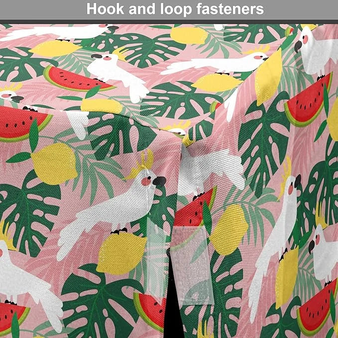 Ambesonne Summer Dog Crate Cover, Cockatoo Parrot in Exotic Forest Watermelon Slices Monstera Lemons Pattern, Easy to Use ...