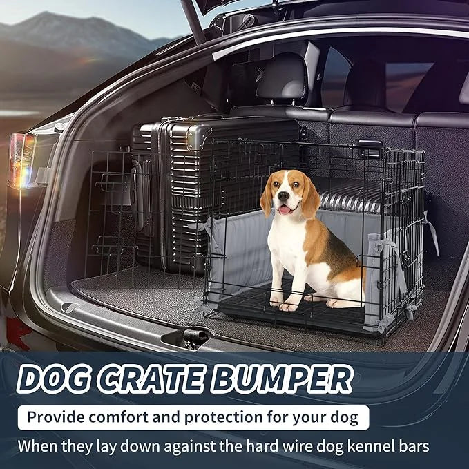 Hombys Dog Crate Bumper with Ties - Soft Crate Accessory -Kennel Cover - Training Pads for Front Door Crates, 35"x24", Gra...