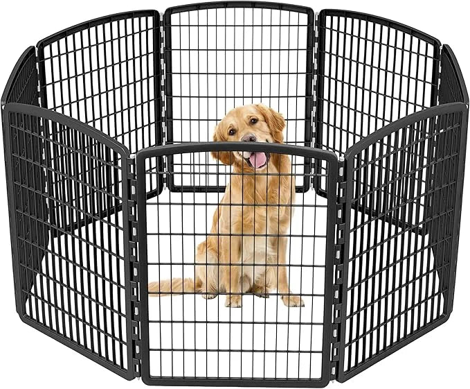 IRIS USA Dog Playpen, 8-Panel 34" Pet Playpen, Puppy Playpen, Indoor/Outdoor Dog Pen, 63 x 63 x 34, Foldable, Customizable...