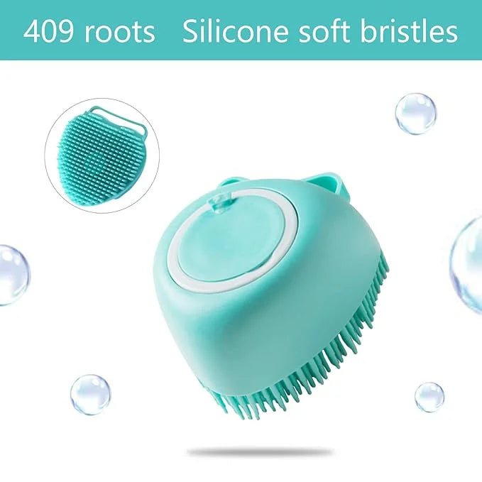 2 Pack Pet Bath Massage Brush Soft Silicone with Ring Handle Shampoo Dispenser for Dogs Cats - Product Image