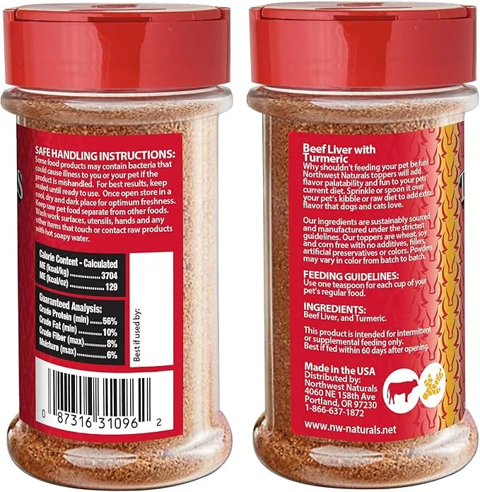 Northwest Naturals Freeze-Dried Beef Liver with Turmeric - Functional Topper for Dogs and Cats - Healthy, Limited-Ingredie...