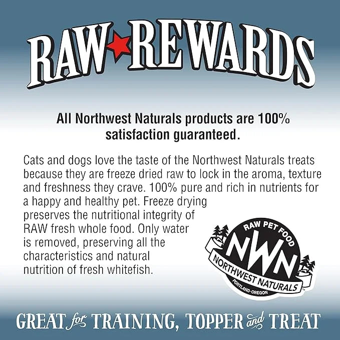 Northwest Naturals Raw Rewards Freeze-Dried Whitefish Treats for Dogs and Cats - Bite-Sized Pieces - Healthy, 1 Ingredient...