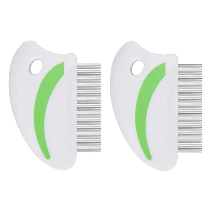 2 Pack Flea Lice Comb, Stainless Steel Dog Cat Grooming Combs with Rounded Teeth, Professional Pet Tear Stain Remover, Dem...