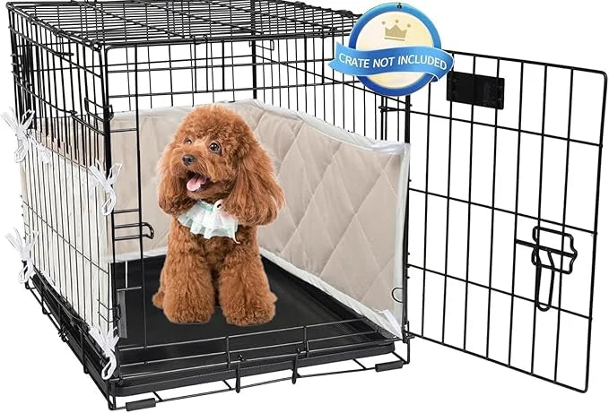 Dog Crate Bumpers With Ties - Apricot Training Pads, Safe and Comfortable Crate, Tail Protector (Bumper Only, Crate Not In...