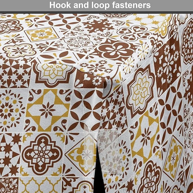 Lunarable Ethnic Dog Crate Cover, Portuguese Azulejo Mosaics with Floral Scrolls Retro Mediterranean, Easy to Use Pet Kenn...