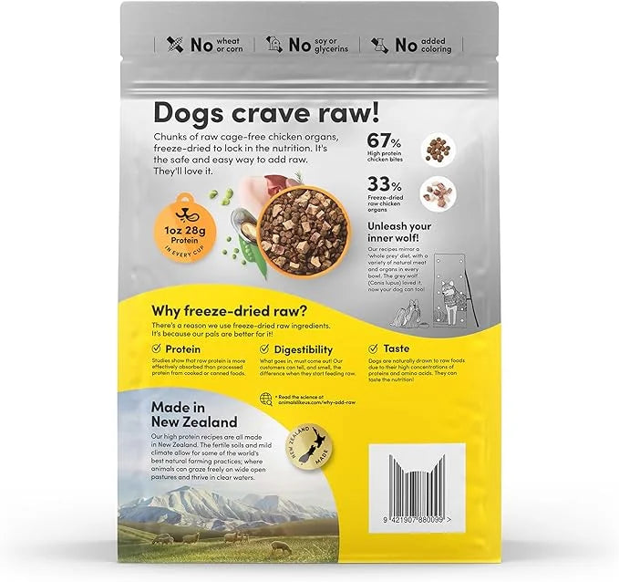 RawMix33 Premium Freeze-Dried Raw Cage-Free Chicken Recipe Dog Food, Protein Rich, Includes Kibble, Non-GMO, No Wheat or C...