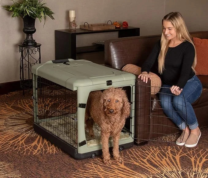 Pet Gear “The Other Door” 4 Door Steel Crate for Dogs/Cats with Garage-Style Door, Includes Plush Bed + Travel Bag, No Too...