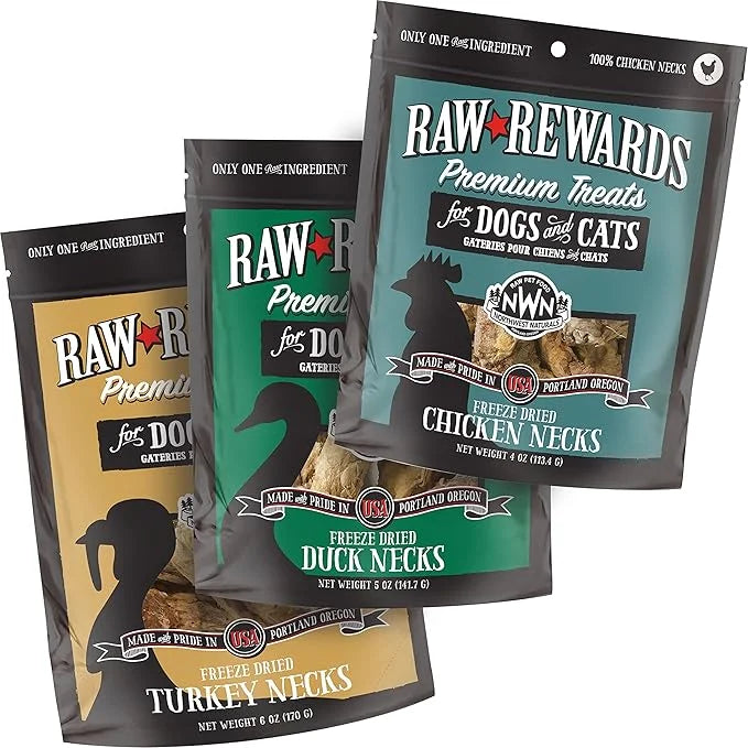 Northwest Naturals Freeze-Dried Raw Rewards Variety Pack for Dogs & Cats - Duck (4 Oz), Chicken (5 Oz), Turkey (6 Oz) - He...