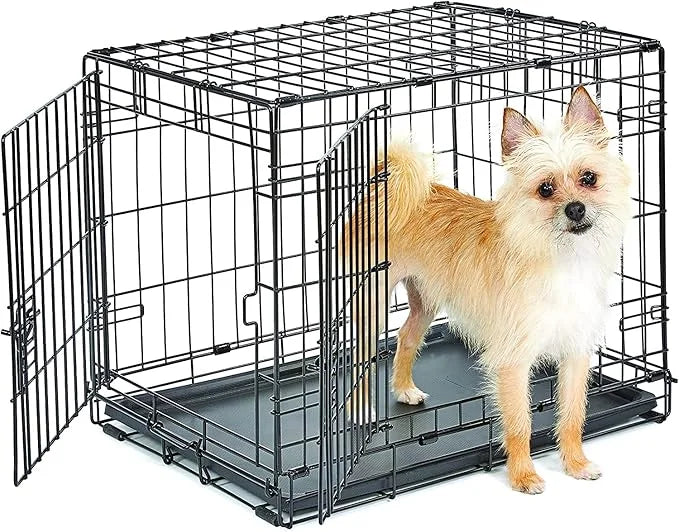 New World Newly Enhanced Double Door New World Dog Crate, Includes Leak-Proof Pan, Floor Protecting Feet, & New Patented F...