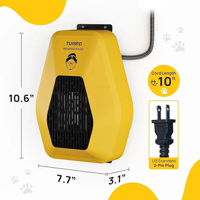 TURBRO Neighborhood DH800A Dog House Heater 800W, Wall Mount, 10ft Anti Bite Cord, Waterproof Control, Overheat Protection...