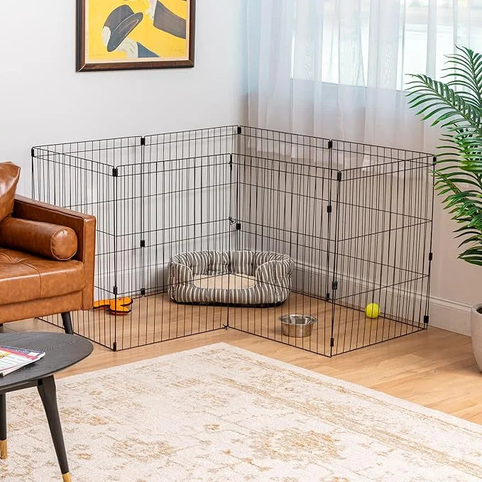IRIS USA Metal Dog Playpen, 8-Panel 30" Pet Playpen, Puppy Playpen, Indoor/Outdoor Dog Fence, 58 x 58 x 30, Foldable, Cust...