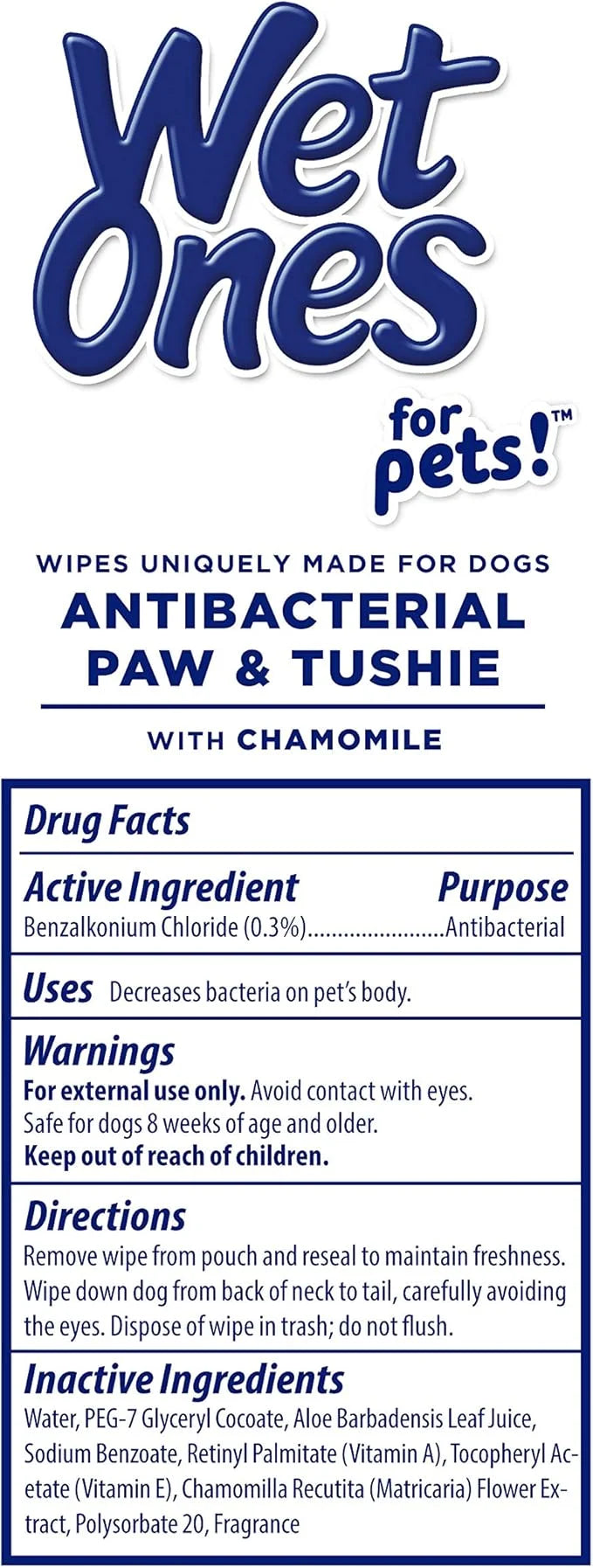 Wet Ones for Pets Paw & Tushie Dog Wipes With Chamomile, 30 ct - 8 Pack | Dog Wipes For All Dogs in Tropical Splash Scent ...