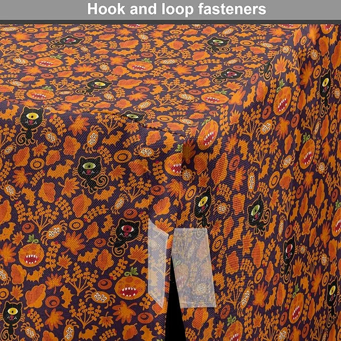 Lunarable Vintage Halloween Dog Crate Cover, Halloween Themed Elements on a Purple Background Scary Mosters, Easy to Use P...