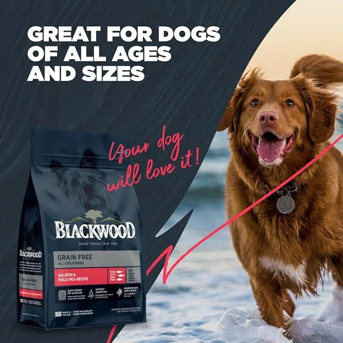 Blackwood Grain Free Dry Dog Food, Salmon & Field Pea Recipe, 4.5 Pound Bag for All Life Stages, Slow Cooked with Vitamins...