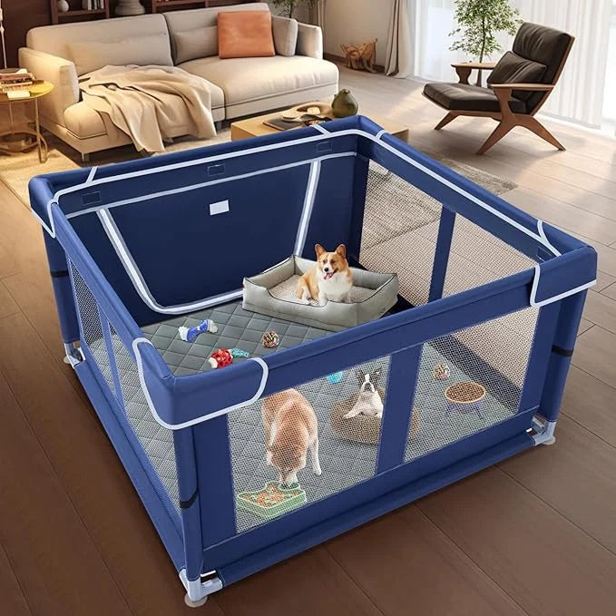 42x42 Inches Puppy Playpen with Dog Pads, Playpen for Puppies or Small Dogs, Indoor & Outdoor Use, Sturdy Safety Pen with ...