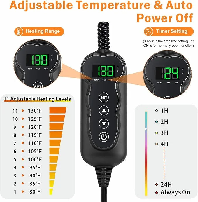 Heated Cat Bed, 11 Adjustable Temperature Pet Heating Pad Indoor for Dogs Cats Heating Mat with Timer, Auto Power Off, Ele...