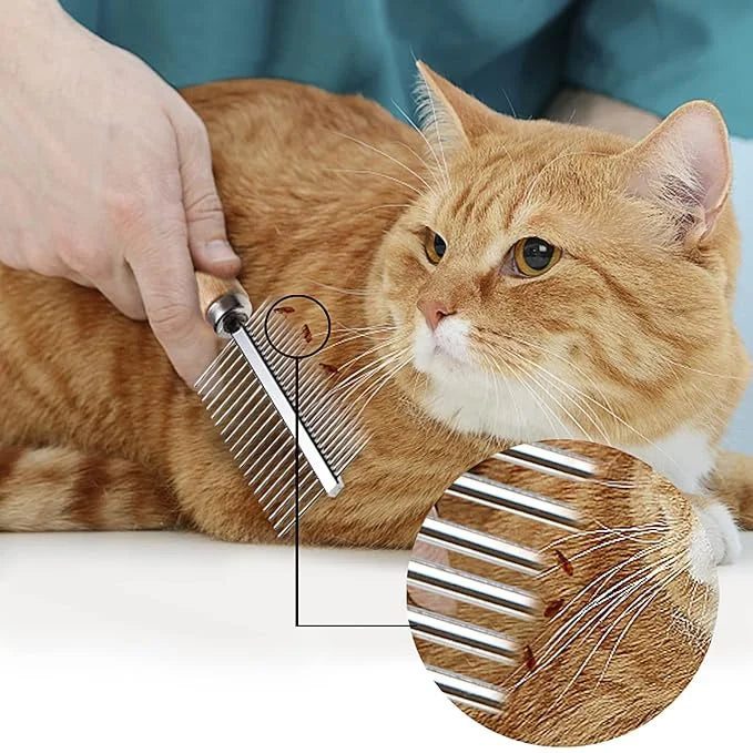 Undercoat Rake for Dogs, 2 Pack Double Coat Brush Set Long Tooth Undercoat Brush & Flea Comb, Long Hair Dog Combs for Groo...