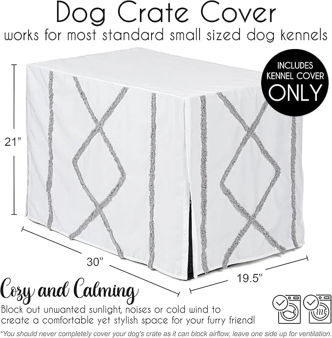 Sweet Jojo Designs 30in. Small/Medium Dog Crate Cover (Grey Boho Modern Tuft) Pet Cage, Kennel Covers (Bohemian, Farmhouse...