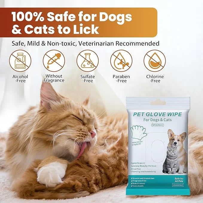 Pet Glove Wipes for Dogs Cats, Dog Cleaning Gloves, Dog Wipes Cleaning Deodorizing, Pet Wipes for Dogs Cats, Extra Thick, ...