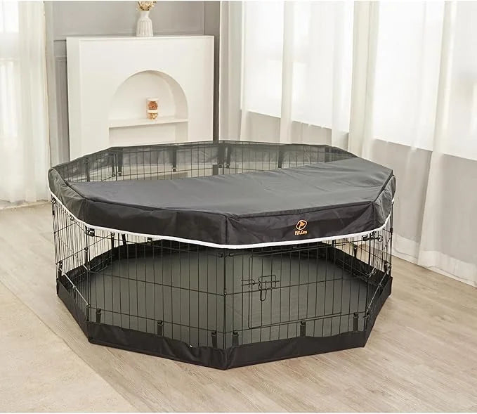 PJYuCien Dog Playpen Bottom Pad + Top Cover,Fits 24 Inch 8 Panels Regular Octagon Metal Exercise Pet Pen,Black (Note:Playp...