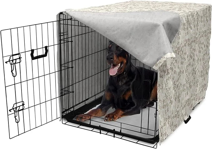 Ambesonne Flower Dog Crate Cover, Flowers Bouquet Blossoms Ornamental Simplistic Monochromic Summer Art, Easy to Use Pet K...