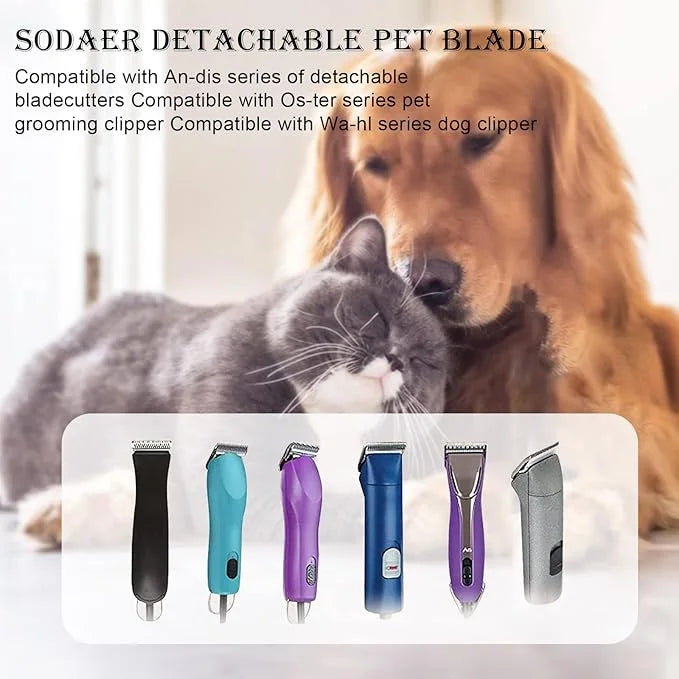 Size 7FC/5FC/4FC Detachable Pet Dog Grooming Clipper Blades Set,Compatible with Andis,Oster A5,Wahl KM Series Clippers,Cut...