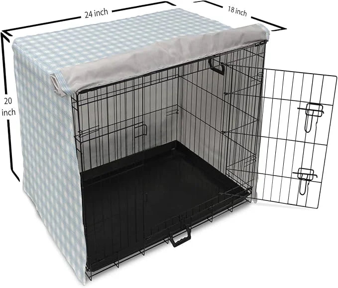 Lunarable Plaid Dog Crate Cover, Geometrical Striped Old Fashioned Pattern Pastel Colors Country, Easy to Use Pet Kennel C...