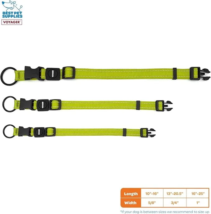 Best Pet Supplies Reflective Dog Collar with Adjustable Length, Heavy-Duty Buckle, and Strong Leash D-Ring, Training, Walk...