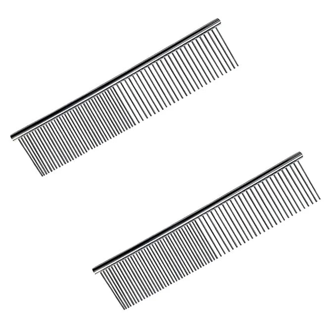 2pcs Stainless Steel Pet Grooming Comb Dog Cat Combs Puppy Medium Animals Hair Trimmer Brush Accessory Tool for Pet Long a...