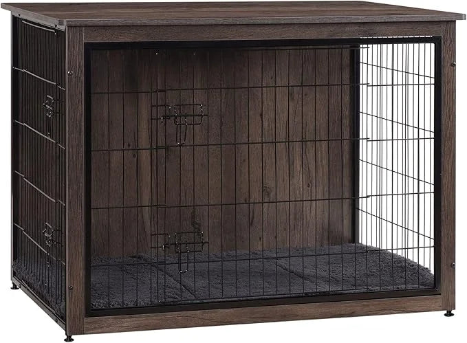 DWANTON Dog Crate Furniture with Cushion, Wooden Kennel Table with Double Doors, Indoor Dog House, Extra Large Size, 43.3"...