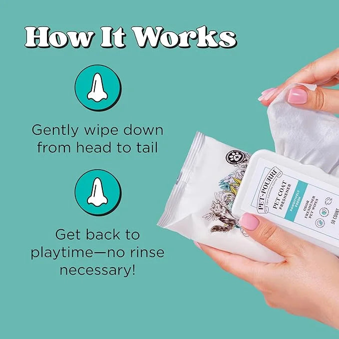 Pet-Pourri Pawsitively Fresh Deodorizing Pet Wipes – Quick Cleaning Wipes for Dogs & Cats – Plant Based Ingredients – Vet ...