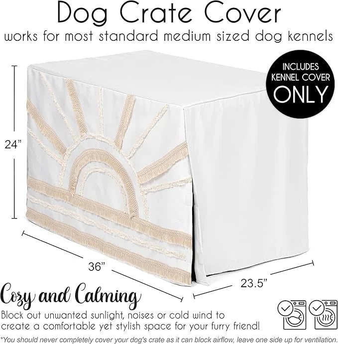 Sweet Jojo Designs 36in. Medium Dog Crate Cover (Boho Chic Sun) Pet Cage, Kennel Covers (Bohemian, Farmhouse, Southwestern...