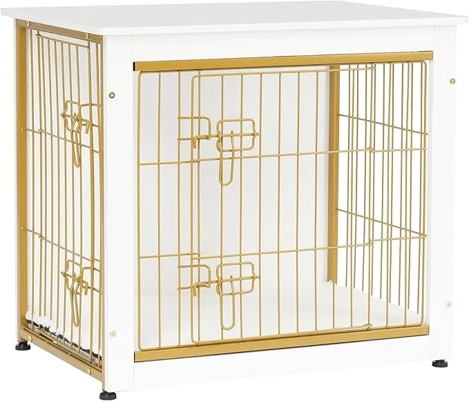 DWANTON Dog Crate Furniture with Cushion, Wooden Kennel Table with Double Doors, Indoor Dog House, Small/Medium/Large Size...