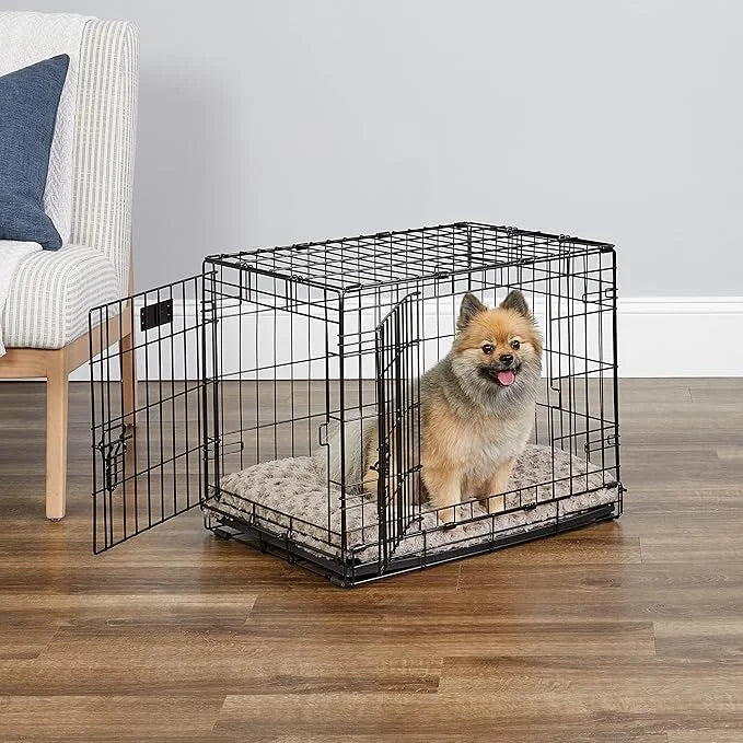 MidWest Homes for Pets Newly Enhanced Single & Double Door iCrate Dog Crate, Includes Leak-Proof Pan, Floor Protecting Fee...